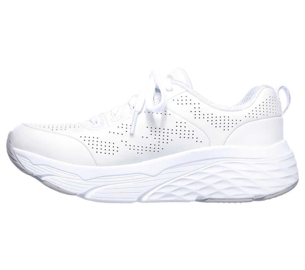 Women Skechers Max Cushioning Elite - Step Up Lace Up Shoes White / Silver  USA |  6874-GXAJP