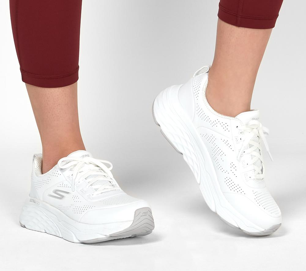 Women Skechers Max Cushioning Elite - Step Up Sneakers White / Silver  USA |  2083-VYMES