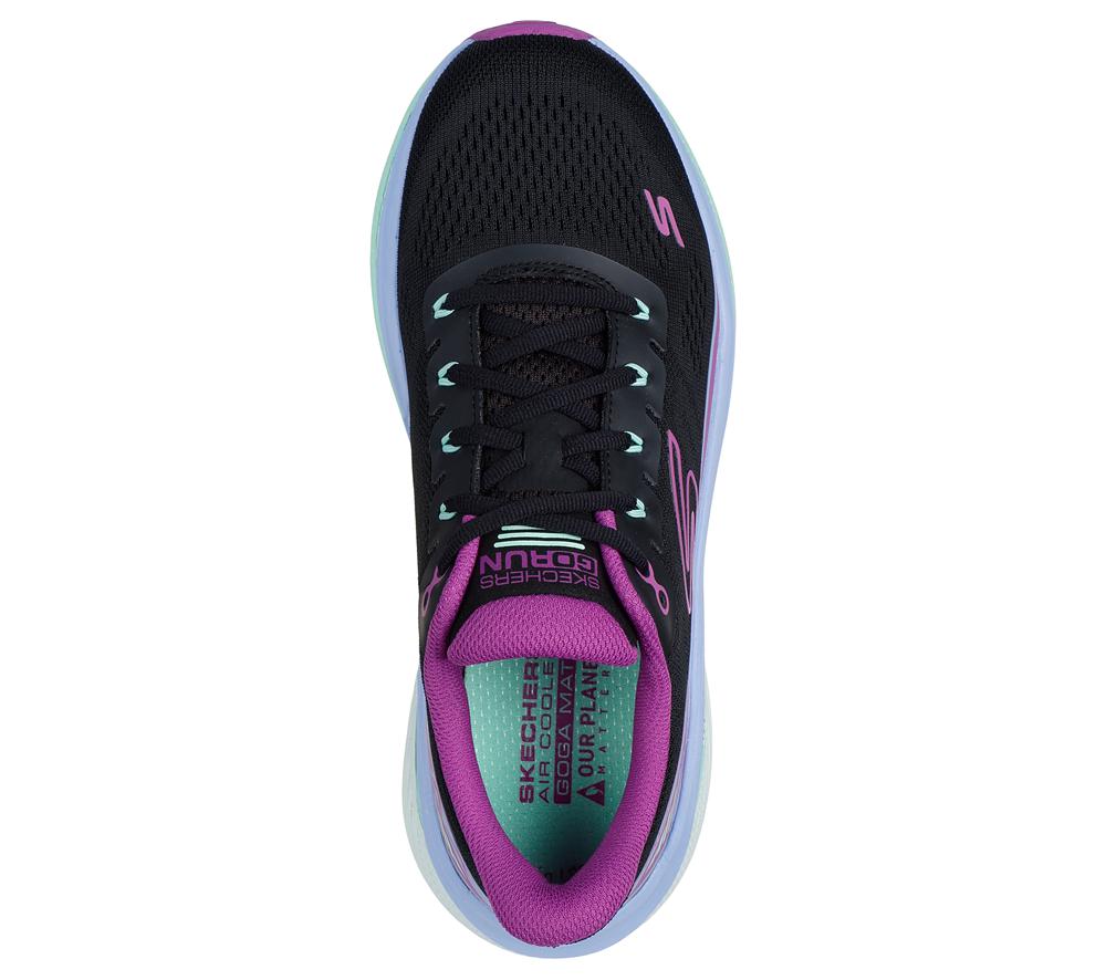 Women Skechers Max Cushioning Propulsion Lace Up Shoes Black / Purple  USA |  1730-PVSYR