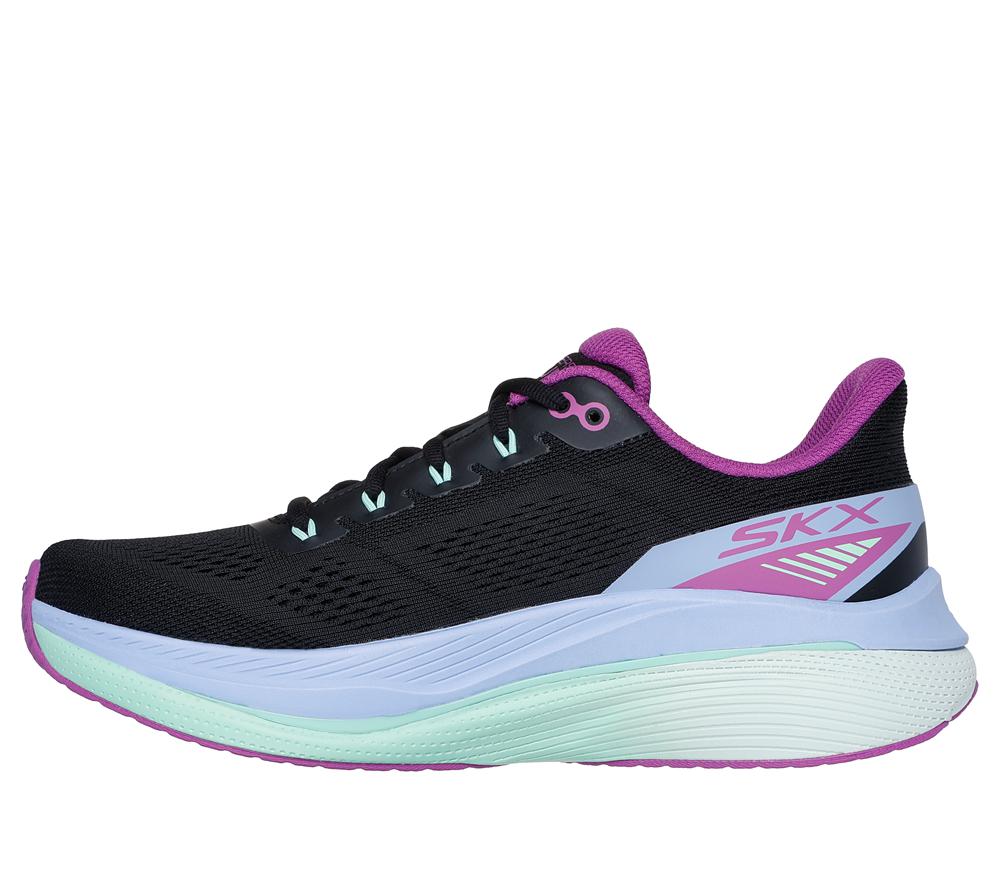 Women Skechers Max Cushioning Propulsion Lace Up Shoes Black / Purple  USA |  1730-PVSYR
