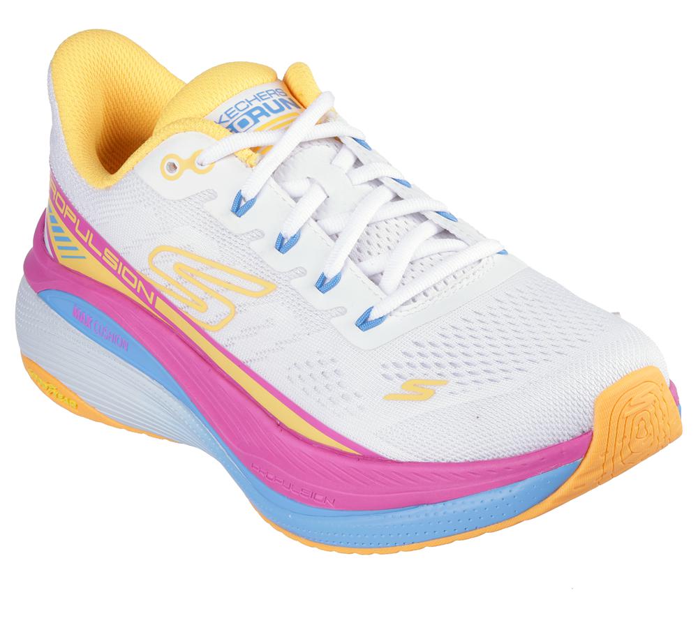 Women Skechers Max Cushioning Propulsion Sneakers White / Orange  USA |  9165-OWMKD