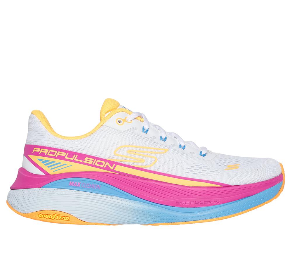 Women Skechers Max Cushioning Propulsion Sneakers White / Orange  USA |  9165-OWMKD