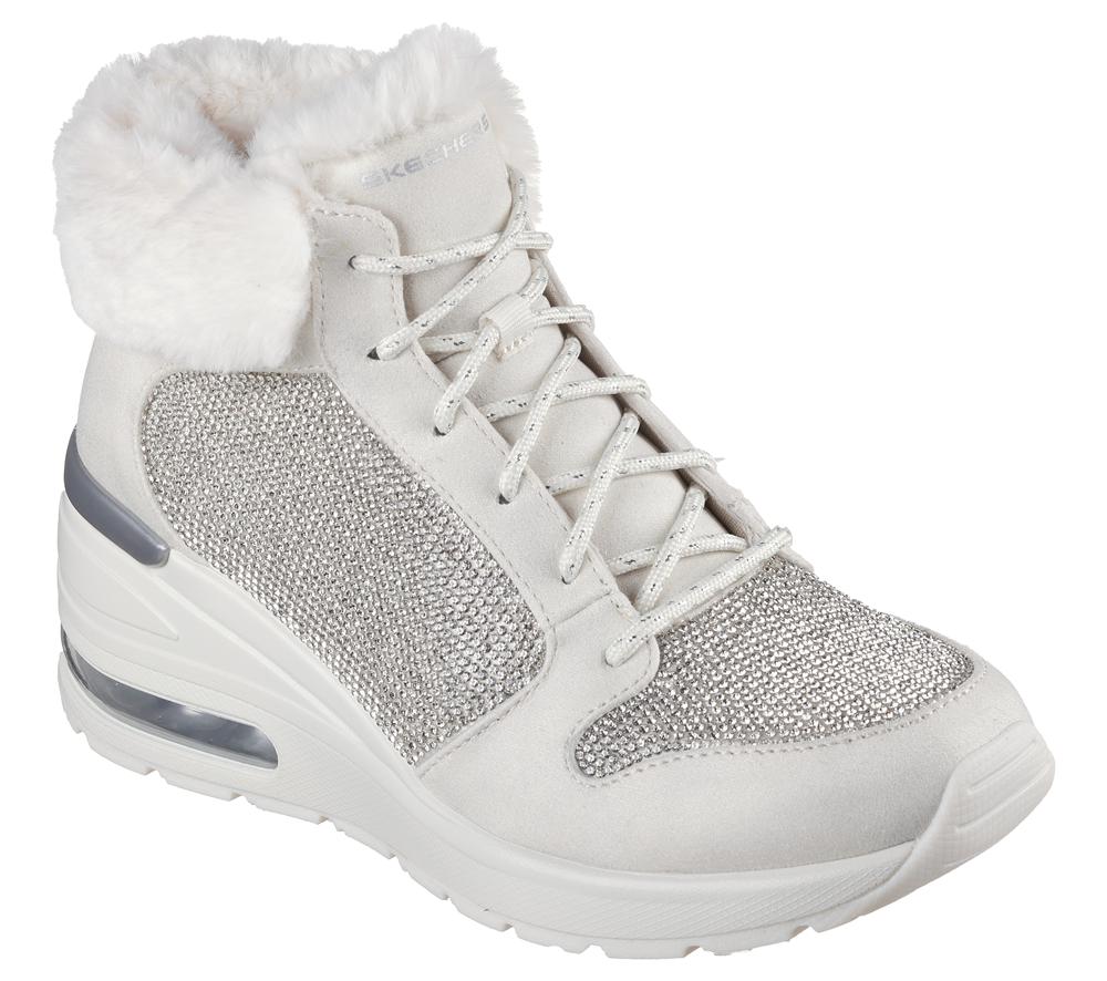 Women Skechers Million Air - Elevated Luxe Air Lace Up Shoes Off White  USA |  8764-JZDPA