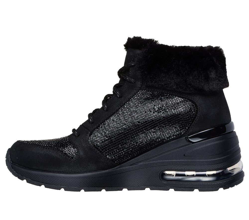 Women Skechers Million Air - Elevated Luxe Air Lace Up Shoes Black  USA |  5478-CUNSF