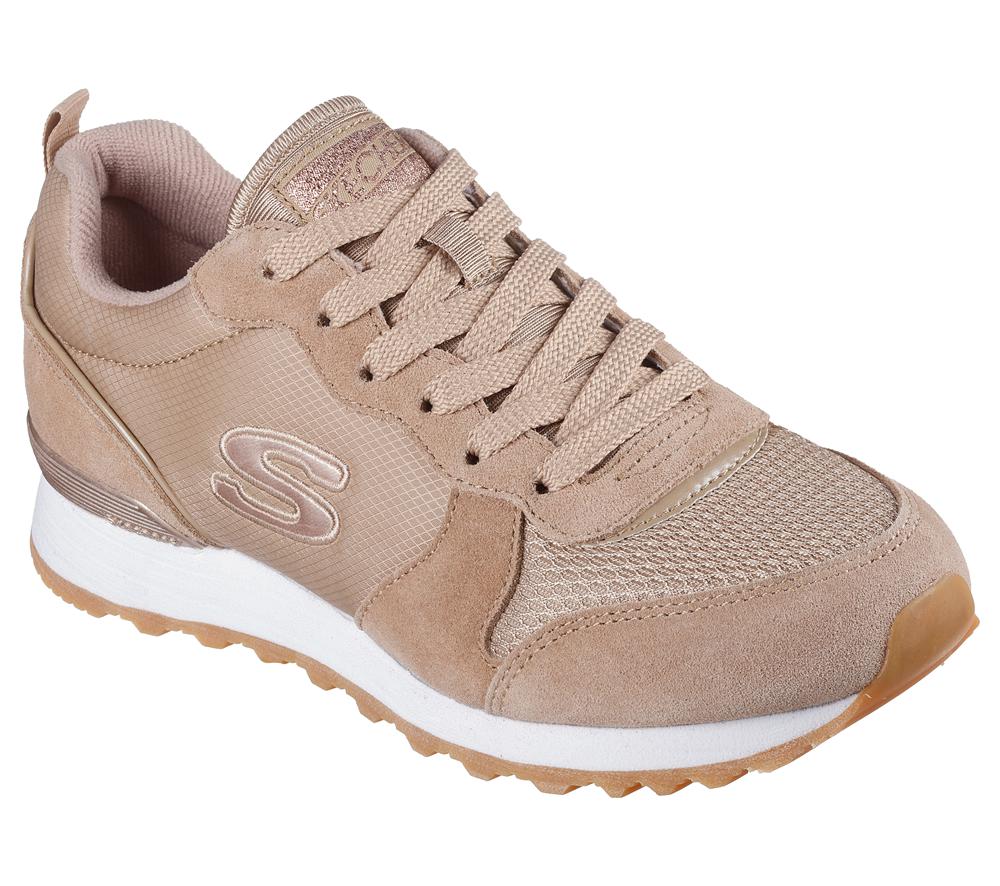 Women Skechers OG 85 - Goldn Gurl Flat Shoes Tan Grey  USA |  8263-ZRIEX