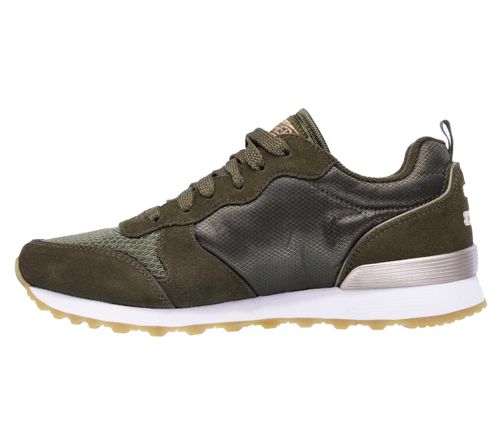 Women Skechers OG 85 - Goldn Gurl Flat Shoes Olive  USA |  0864-OTHUD