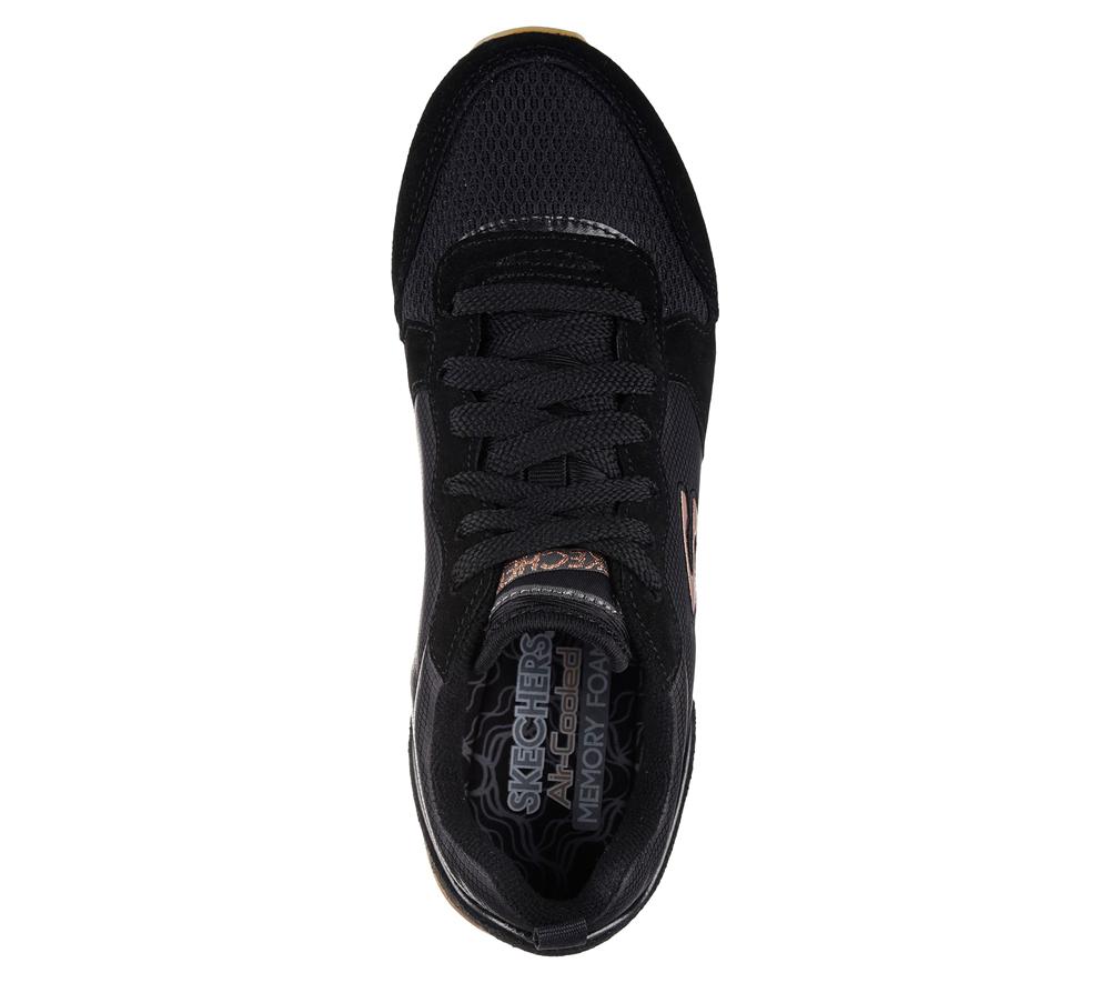 Women Skechers OG 85 - Goldn Gurl Flat Shoes Black  USA |  8302-LKETX