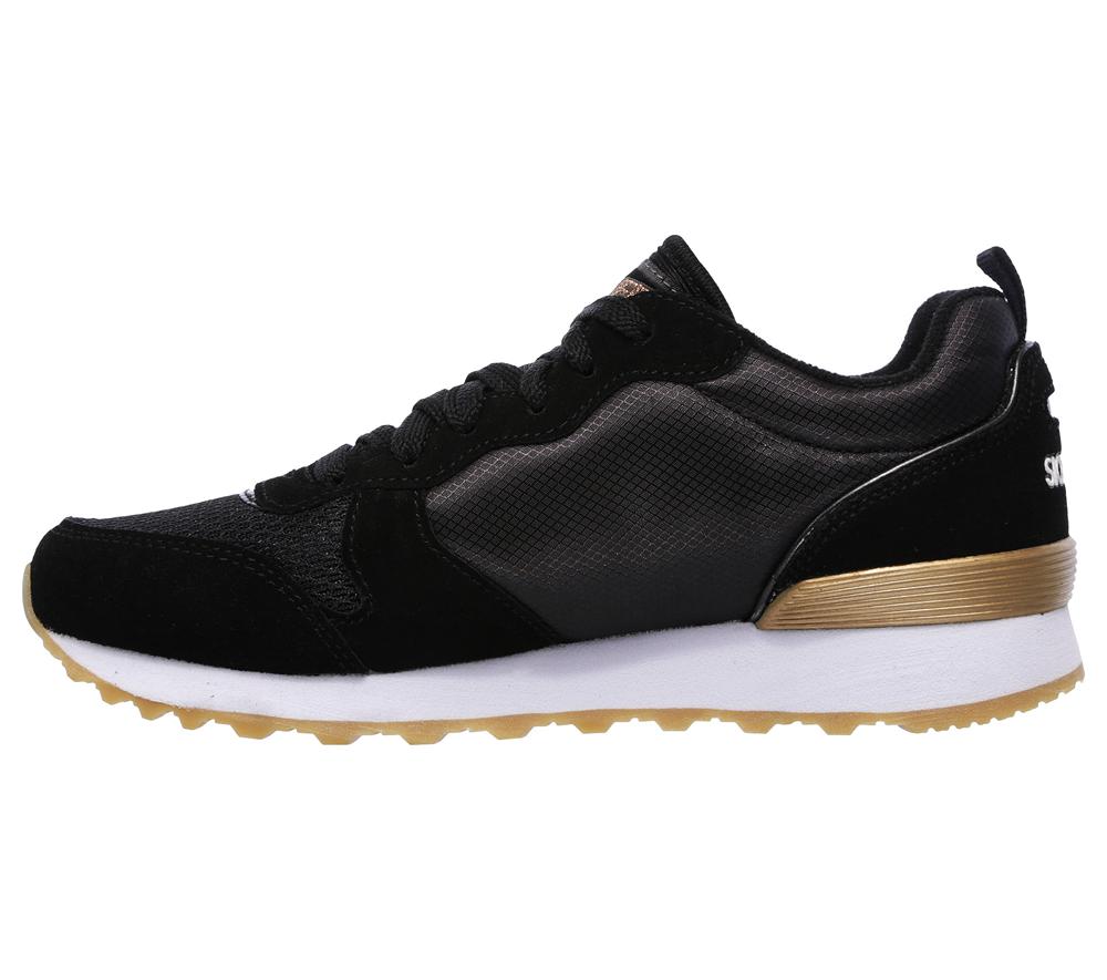 Women Skechers OG 85 - Goldn Gurl Flat Shoes Black  USA |  8302-LKETX