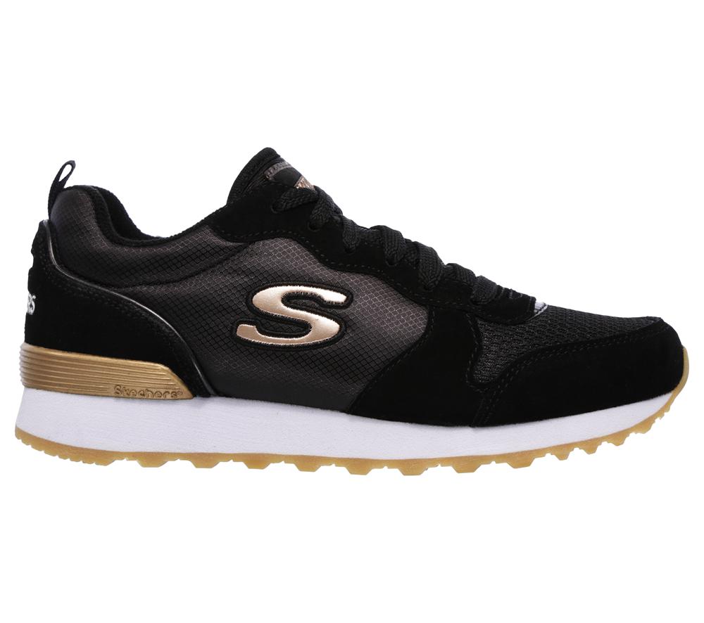 Women Skechers OG 85 - Goldn Gurl Flat Shoes Black  USA |  8302-LKETX