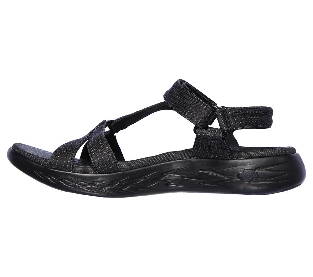 Women Skechers On the GO 600 - Brilliancy Sandals Black  USA |  1465-LEKRA