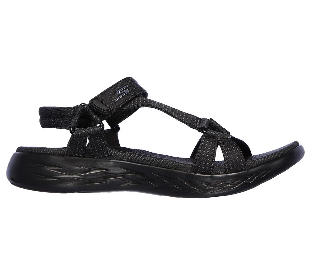 Women Skechers On the GO 600 - Brilliancy Sandals Black  USA |  1465-LEKRA