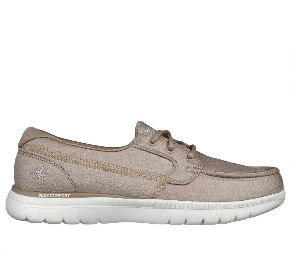 Women Skechers On the GO Flex - Un Mar Boat Shoes Natural White  USA |  0623-SQBEW