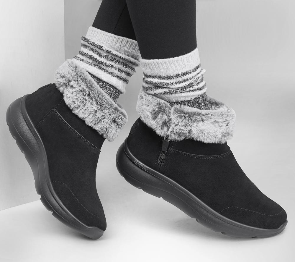 Women Skechers On-the-GO Encore - Snow-Capped Boots Black / Grey  USA |  0289-PWLKM