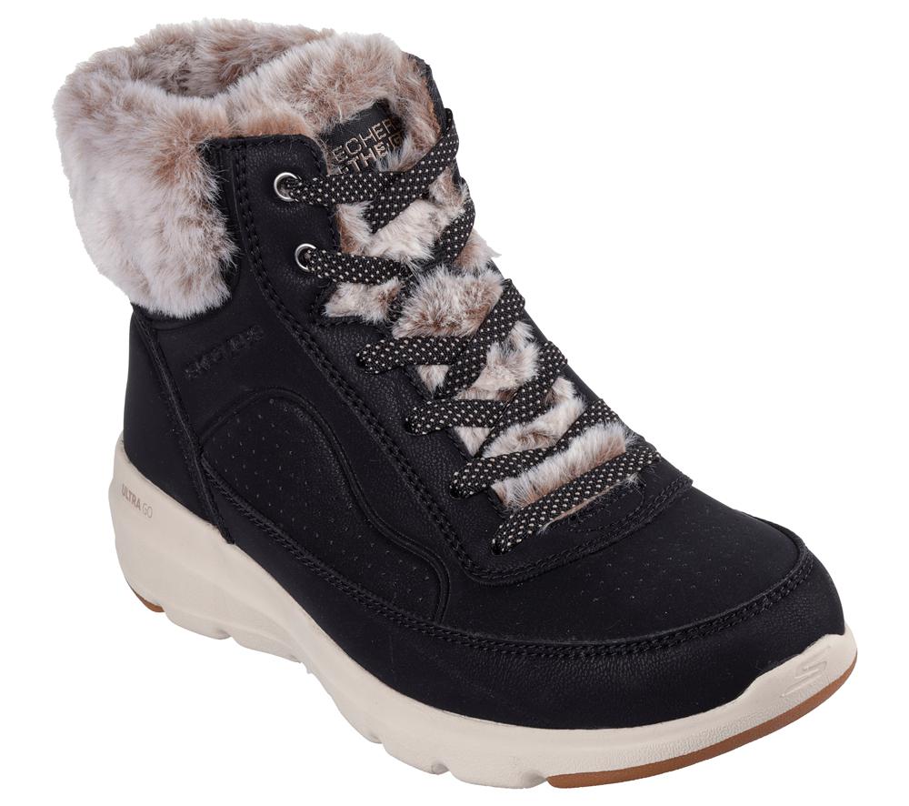 Women Skechers On-the-GO Glacial Ultra - Mountain Muse Lace Up Shoes Black  USA |  9670-MPHBK