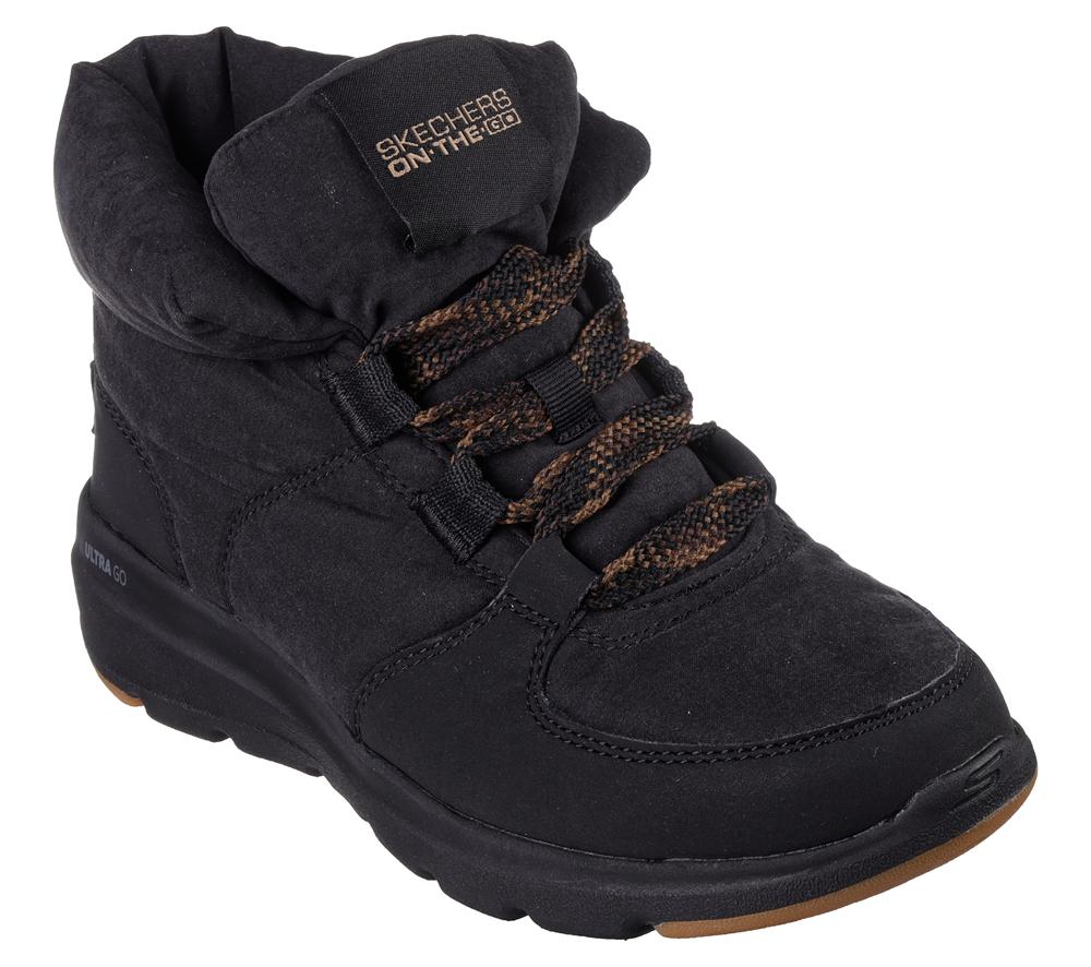Women Skechers On-the-GO Glacial Ultra - Trend Up Lace Up Shoes Black  USA |  0321-IORVY