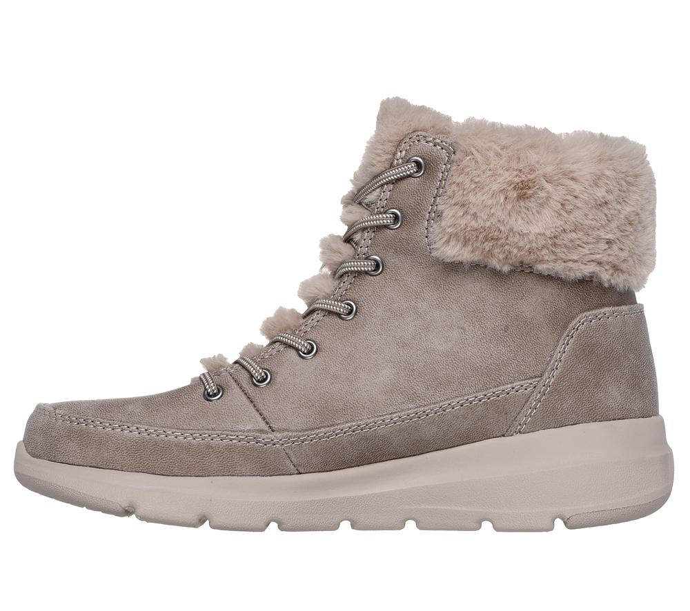 Women Skechers On-the-GO Glacial Ultra - Wonderland Boots Taupe Brown  USA |  7842-NLQIO