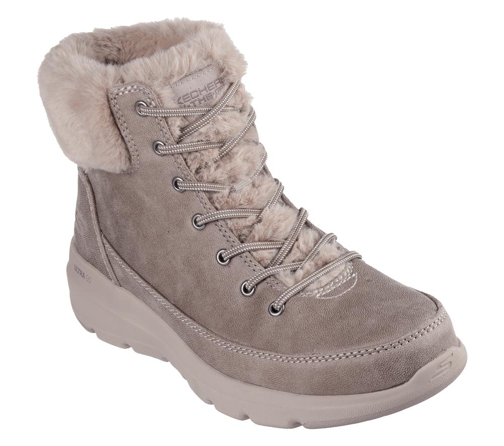 Women Skechers On-the-GO Glacial Ultra - Wonderland Boots Taupe Brown  USA |  7842-NLQIO