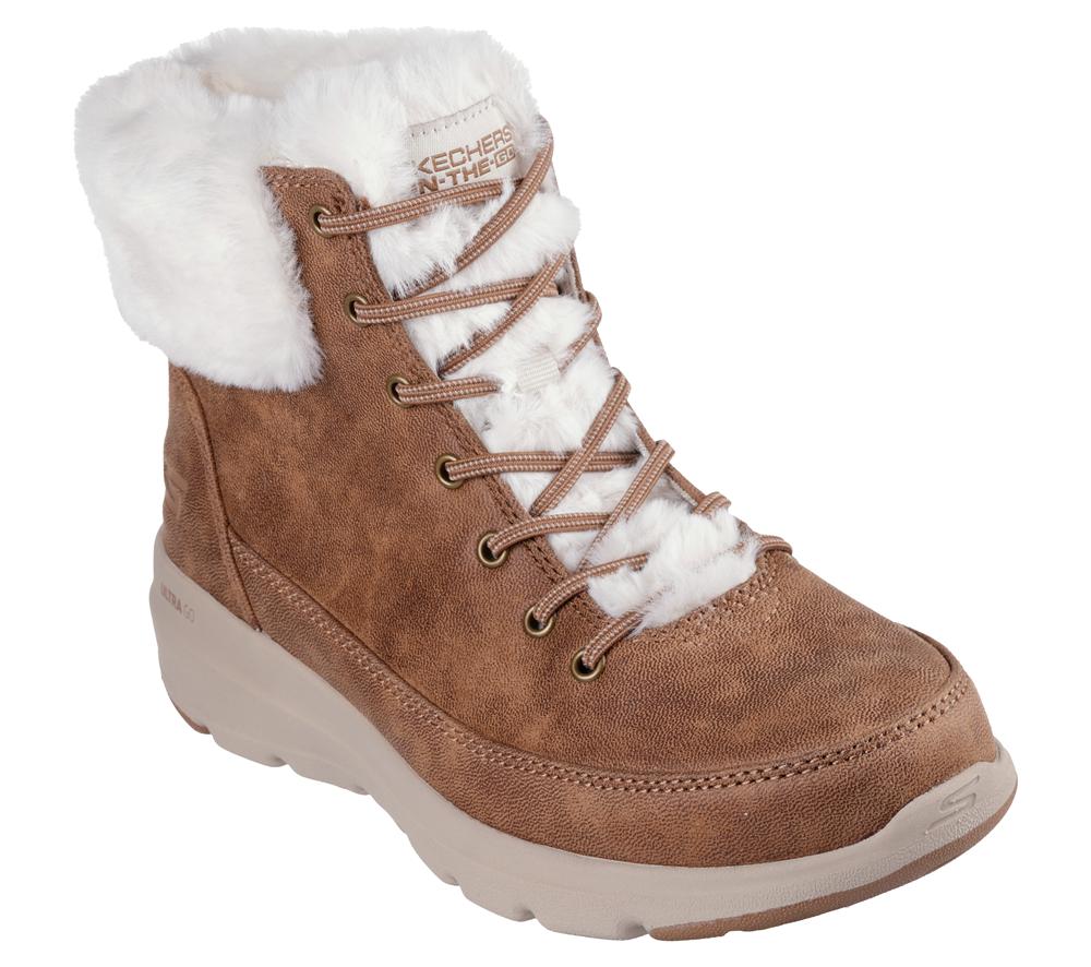 Women Skechers On-the-GO Glacial Ultra - Wonderland Boots Chestnut Brown  USA |  6281-RPLZQ