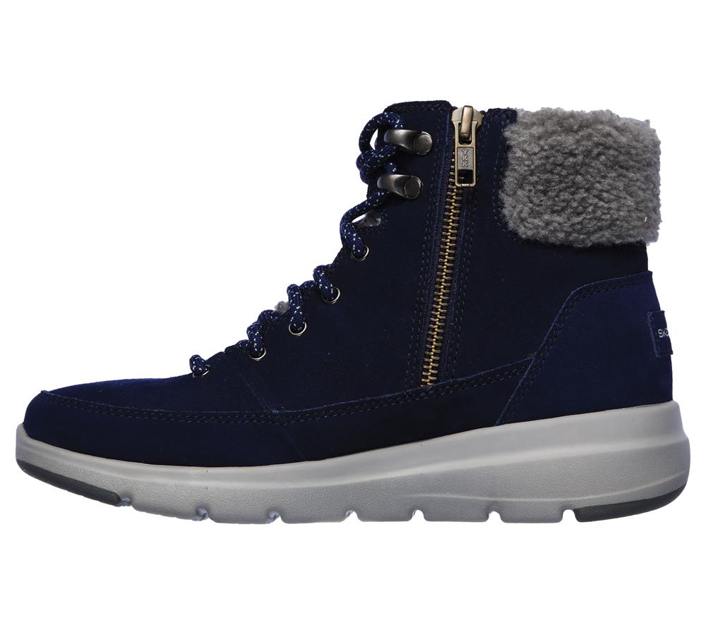 Women Skechers On-the-GO Glacial Ultra - Woodlands Boots Navy / Gray  USA |  9184-FCVUY