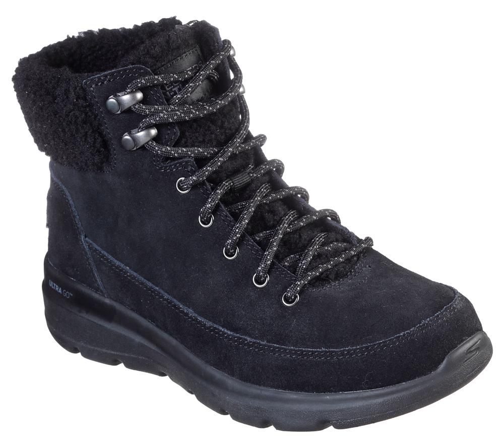 Women Skechers On-the-GO Glacial Ultra - Woodlands Boots Black  USA |  7640-WKXHM