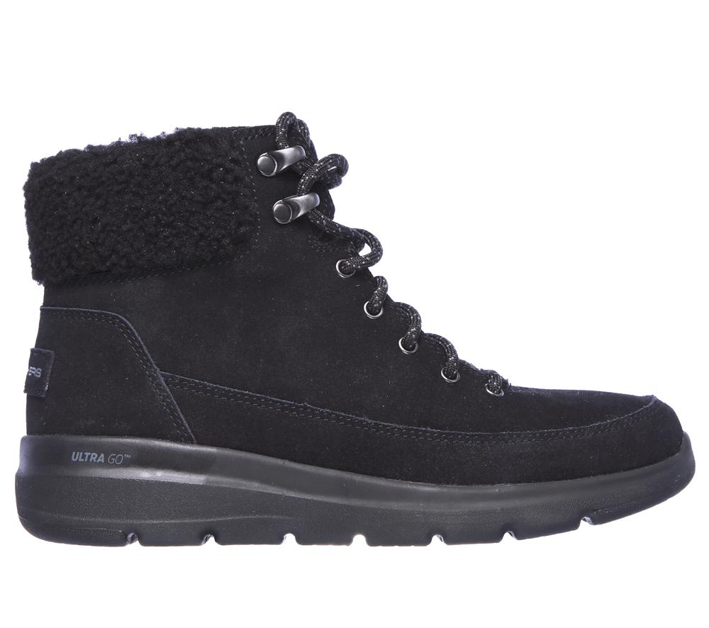 Women Skechers On-the-GO Glacial Ultra - Woodlands Boots Black  USA |  7640-WKXHM