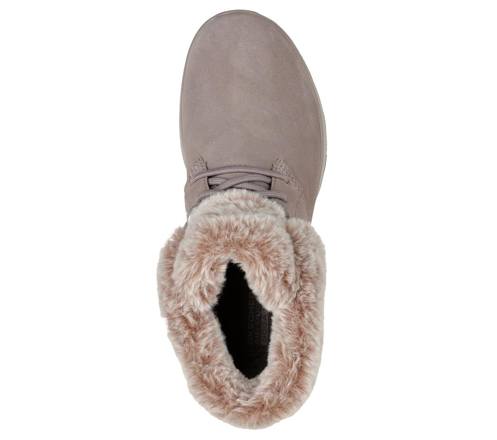 Women Skechers On-the-GO Joy - Plush Dreams Boots Dark Taupe  USA |  9685-TKFUC