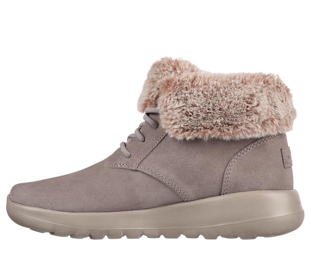 Women Skechers On-the-GO Joy - Plush Dreams Boots Dark Taupe  USA |  9685-TKFUC
