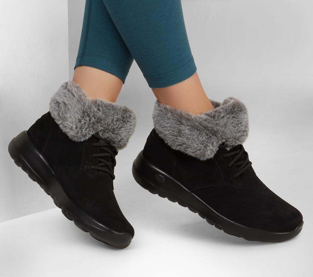 Women Skechers On-the-GO Joy - Plush Dreams Boots Black / Grey  USA |  9205-NHZTJ