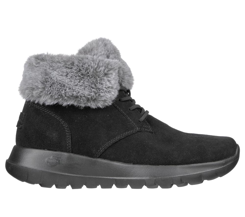 Women Skechers On-the-GO Joy - Plush Dreams Boots Black / Grey  USA |  9205-NHZTJ