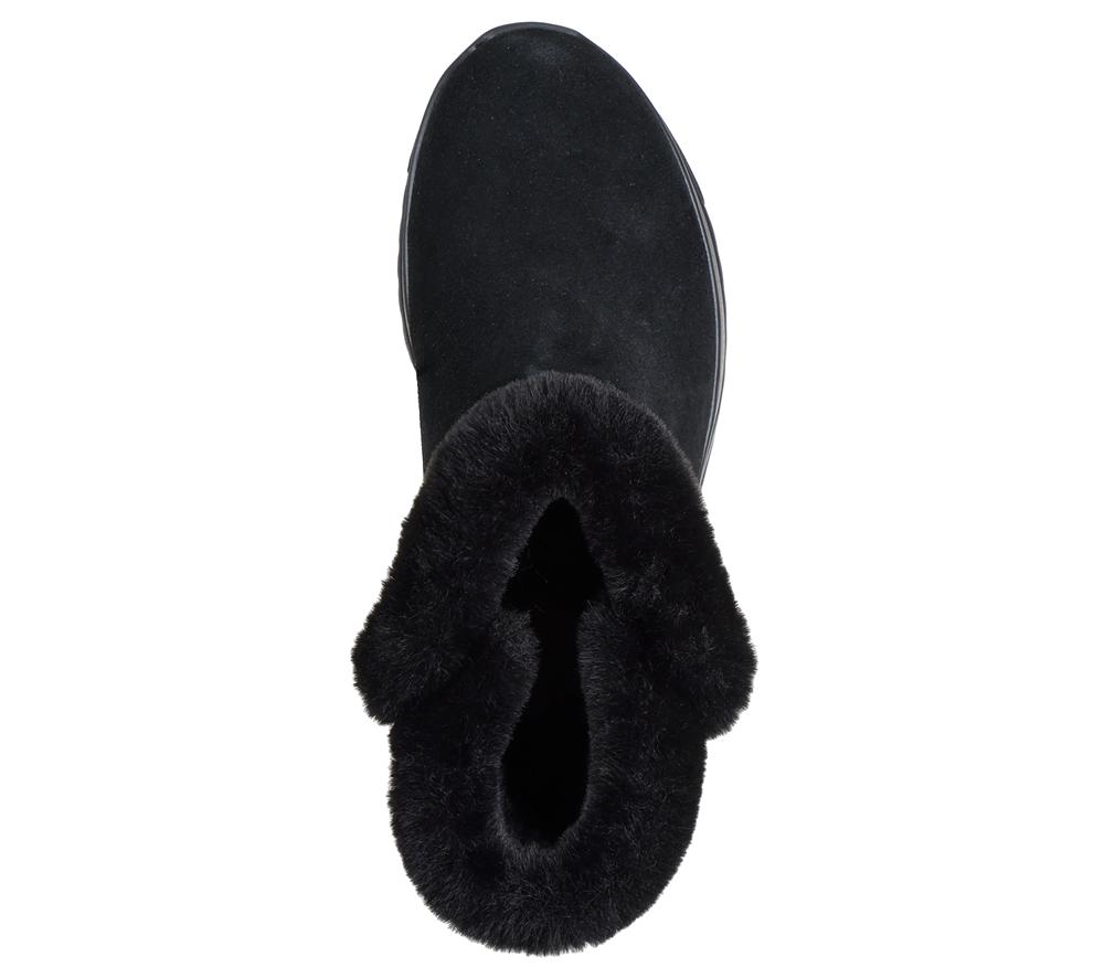 Women Skechers On-the-GO Stellar - Cozy Step Slip On Shoes Black  USA |  6827-LPYGR