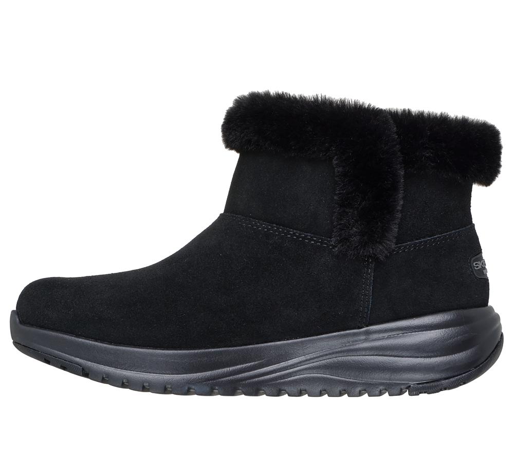 Women Skechers On-the-GO Stellar - Cozy Step Slip On Shoes Black  USA |  6827-LPYGR