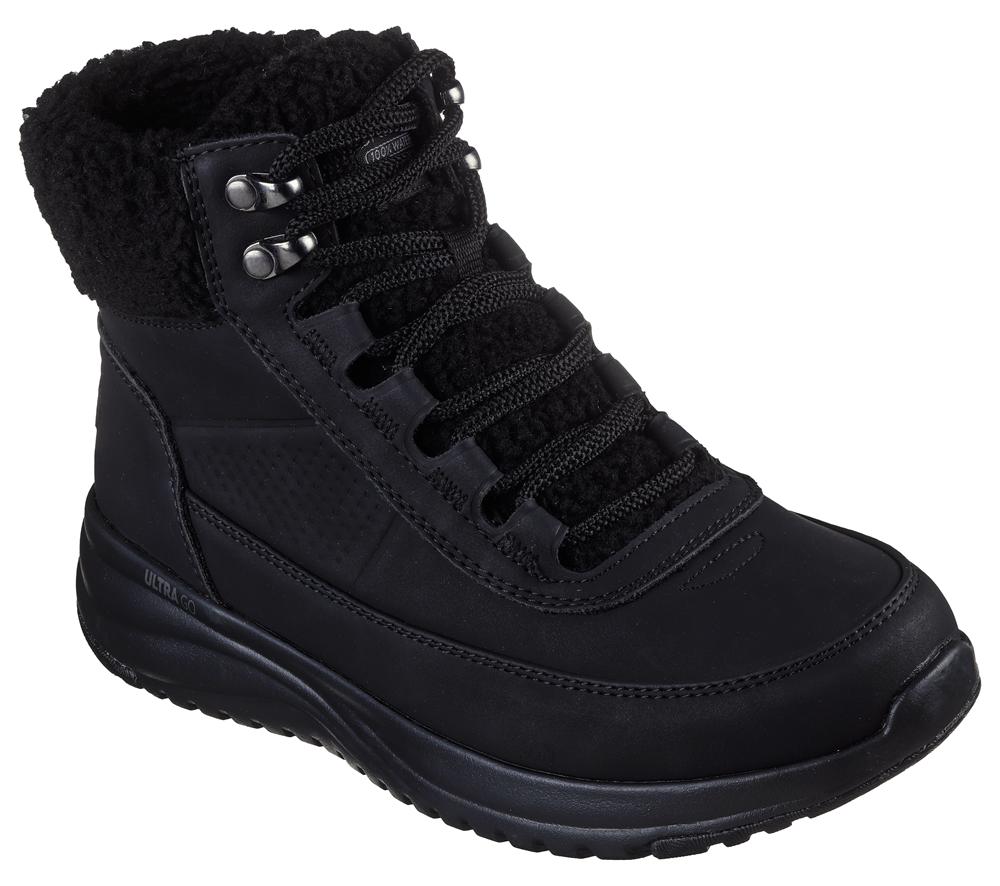 Women Skechers On-the-GO Stellar - Alpine Adventure Lace Up Shoes Black  USA |  0947-TCYFL