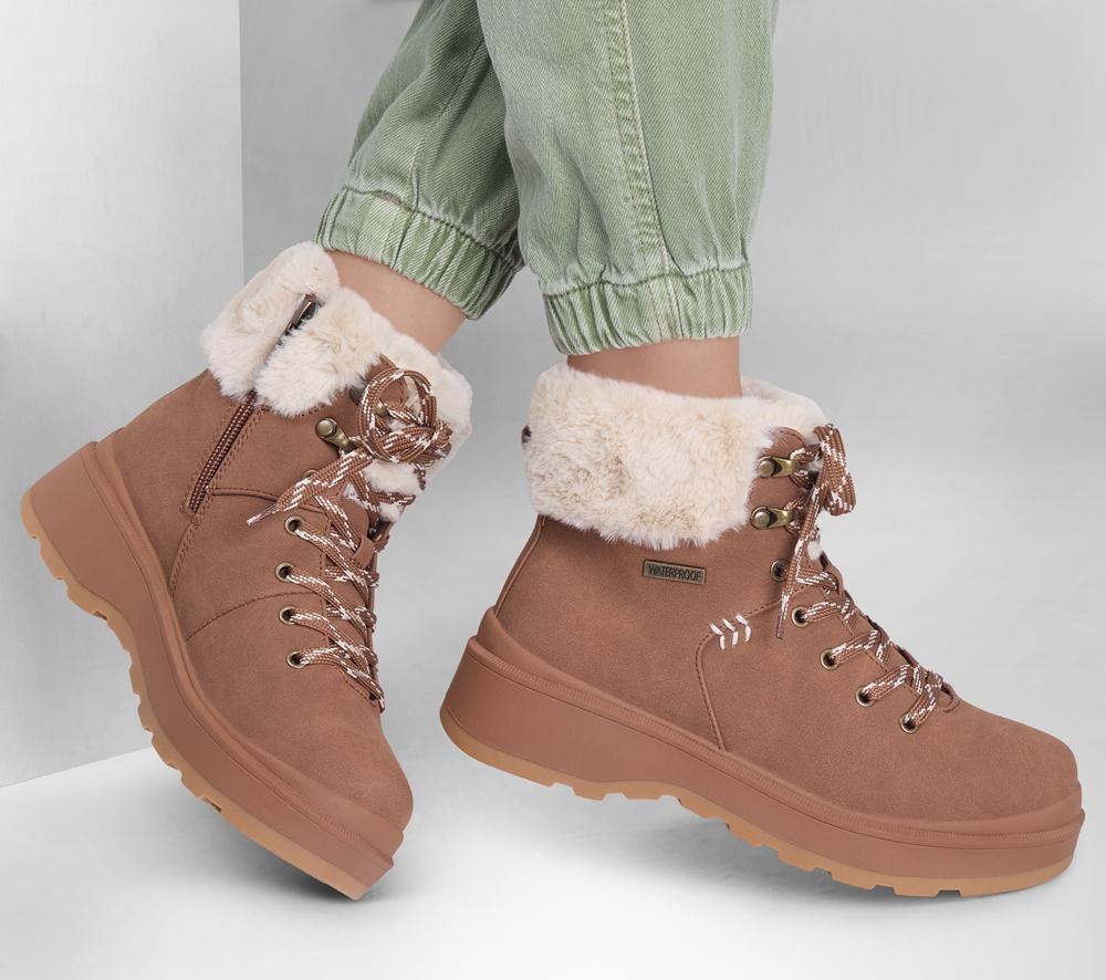Women Skechers Park City Wedges Chestnut Brown  USA |  3081-SOKCH
