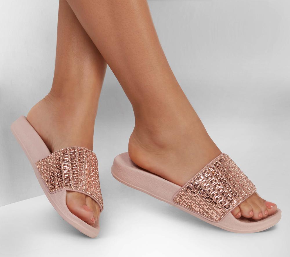 Women Skechers Pop Ups - New Spark Sandals Rosegold  USA |  7635-LMEPB