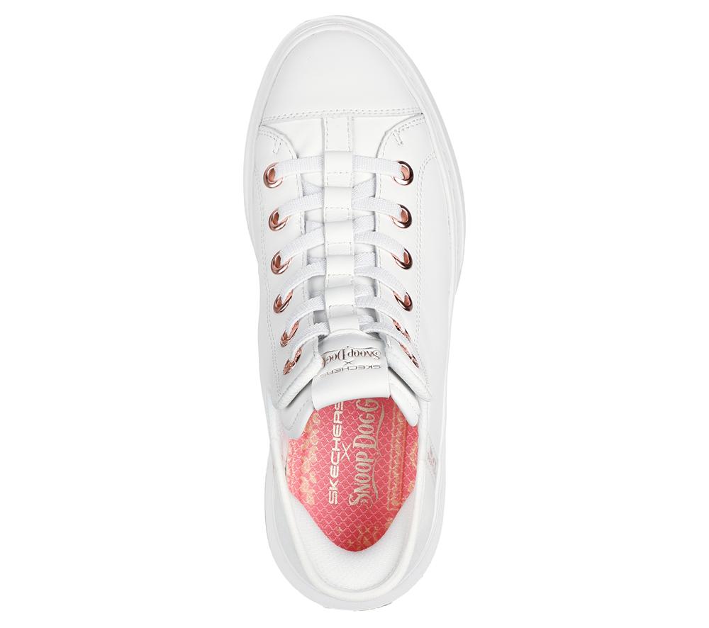 Women Skechers Premium Leather Slip-ins Snoop One - OG Sneakers White  USA |  2178-OGIMX