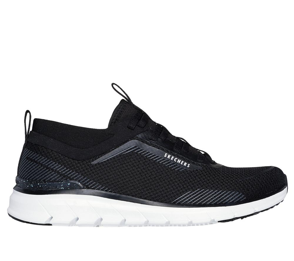 Women Skechers Pure Flex - Shift Slip On Shoes Black / White  USA |  0184-BUZRD