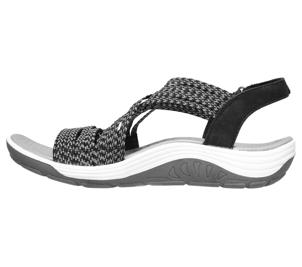 Women Skechers Reggae Cup - Oh, Snap! Sandals Black  USA |  7943-GXDNL