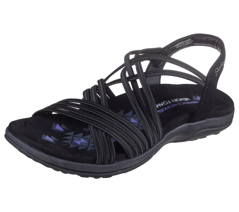 Women Skechers Reggae Slim - Sunnyside Sandals Black  USA |  8642-MYXGV