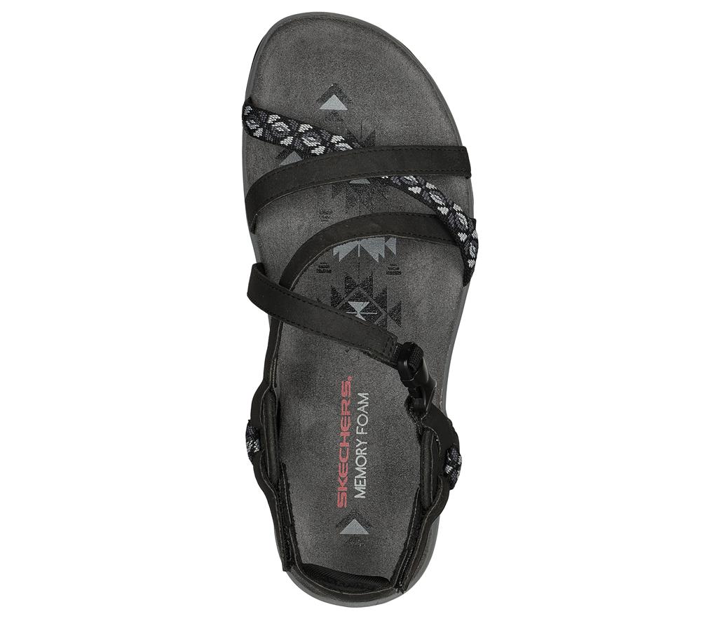 Women Skechers Reggae Slim - Vacay Sandals Black  USA |  7621-ELYAK