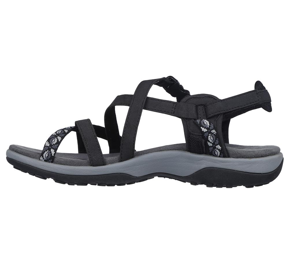 Women Skechers Reggae Slim - Vacay Sandals Black  USA |  7621-ELYAK