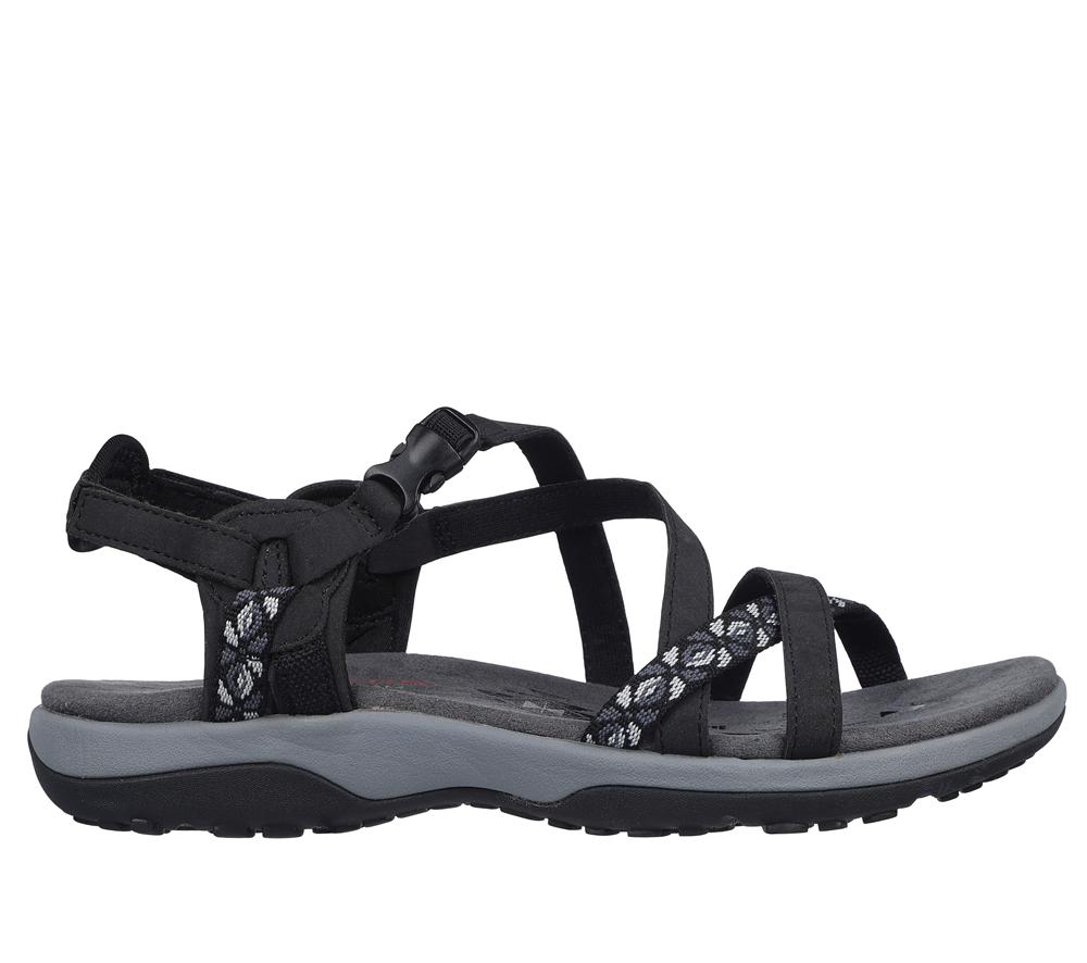 Women Skechers Reggae Slim - Vacay Sandals Black  USA |  7621-ELYAK