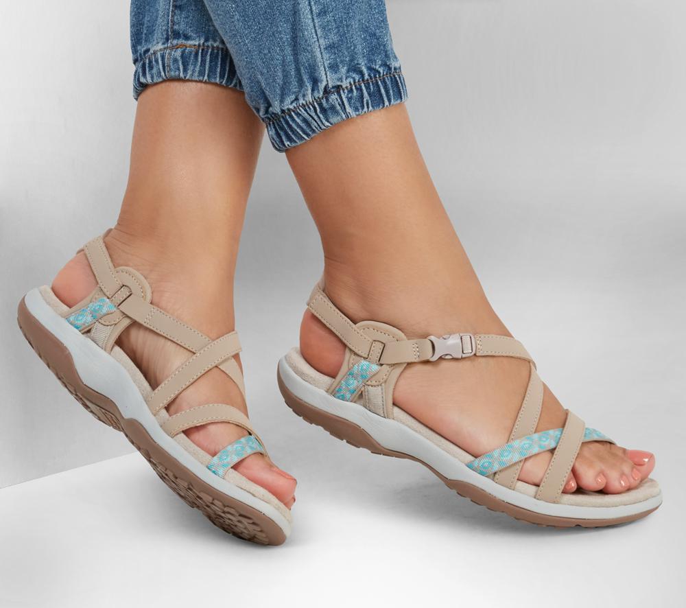 Women Skechers Reggae Slim - Vacay Sandals Taupe Brown  USA |  5602-DRCQG