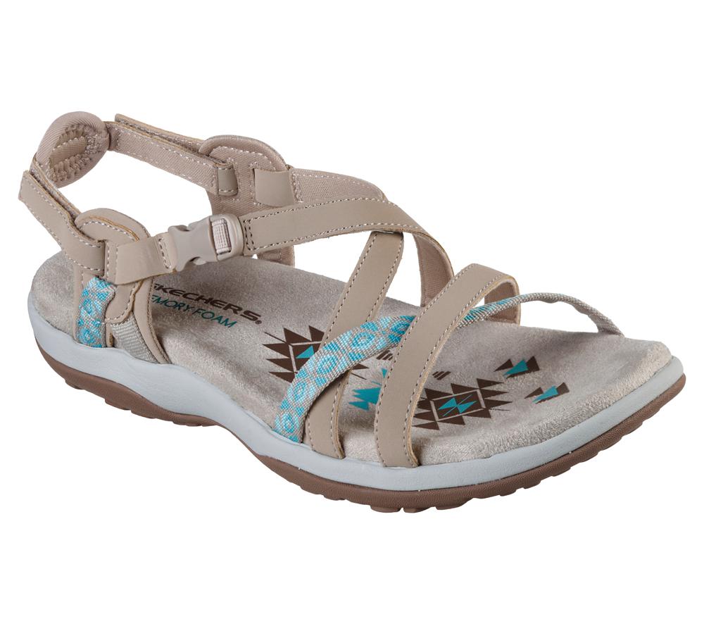 Women Skechers Reggae Slim - Vacay Sandals Taupe Brown  USA |  5602-DRCQG