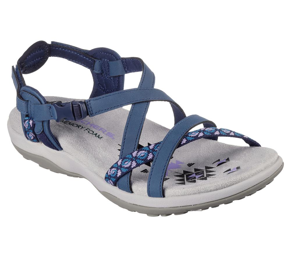 Women Skechers Reggae Slim - Vacay Sandals Navy  USA |  5763-BUQXG
