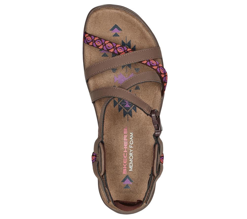 Women Skechers Reggae Slim - Vacay Sandals Chocolate Brown  USA |  0768-MYBAQ