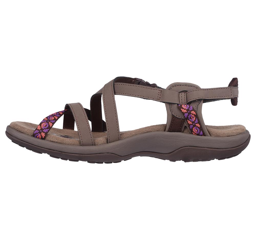 Women Skechers Reggae Slim - Vacay Sandals Chocolate Brown  USA |  0768-MYBAQ