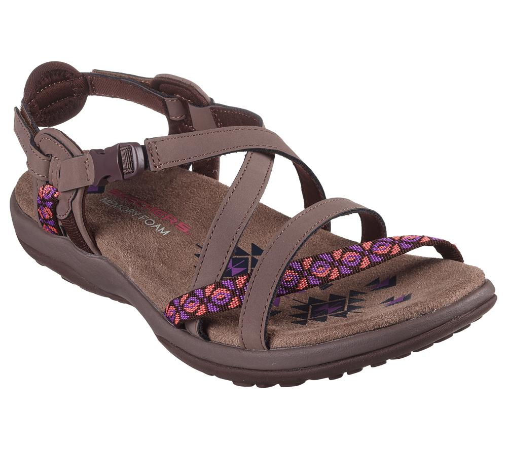 Women Skechers Reggae Slim - Vacay Sandals Chocolate Brown  USA |  0768-MYBAQ