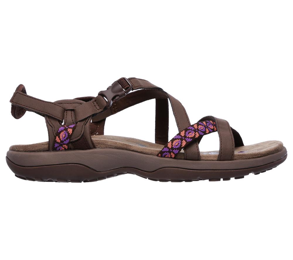 Women Skechers Reggae Slim - Vacay Sandals Chocolate Brown  USA |  0768-MYBAQ
