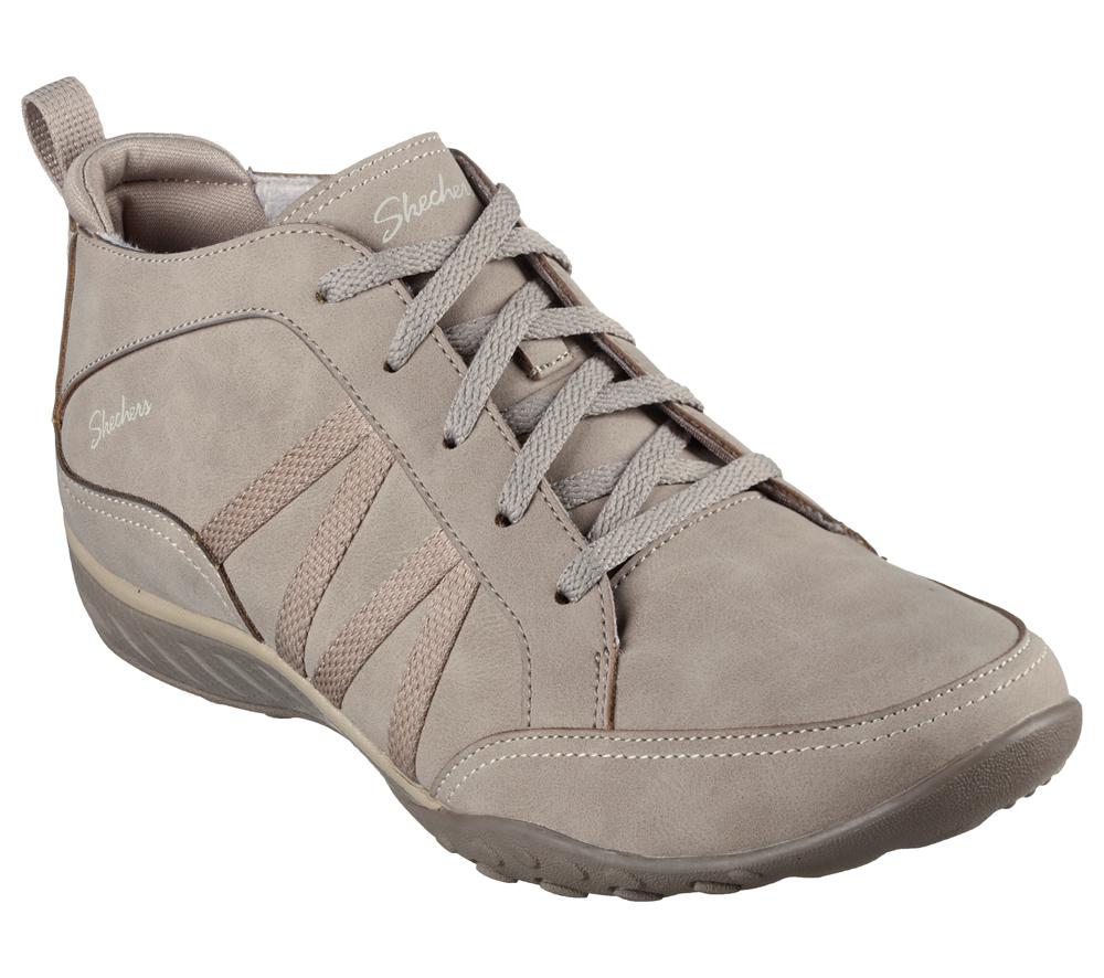 Women Skechers Relaxed Fit: Breathe-Easy - Friendly Ties Lace Up Shoes Taupe Brown  USA |  2918-FKIZX