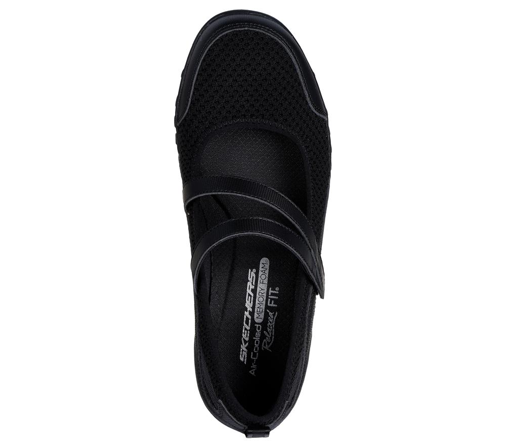 Women Skechers Relaxed Fit: Breathe-Easy - Keep Clean Flat Shoes Black  USA |  8625-WDTIR